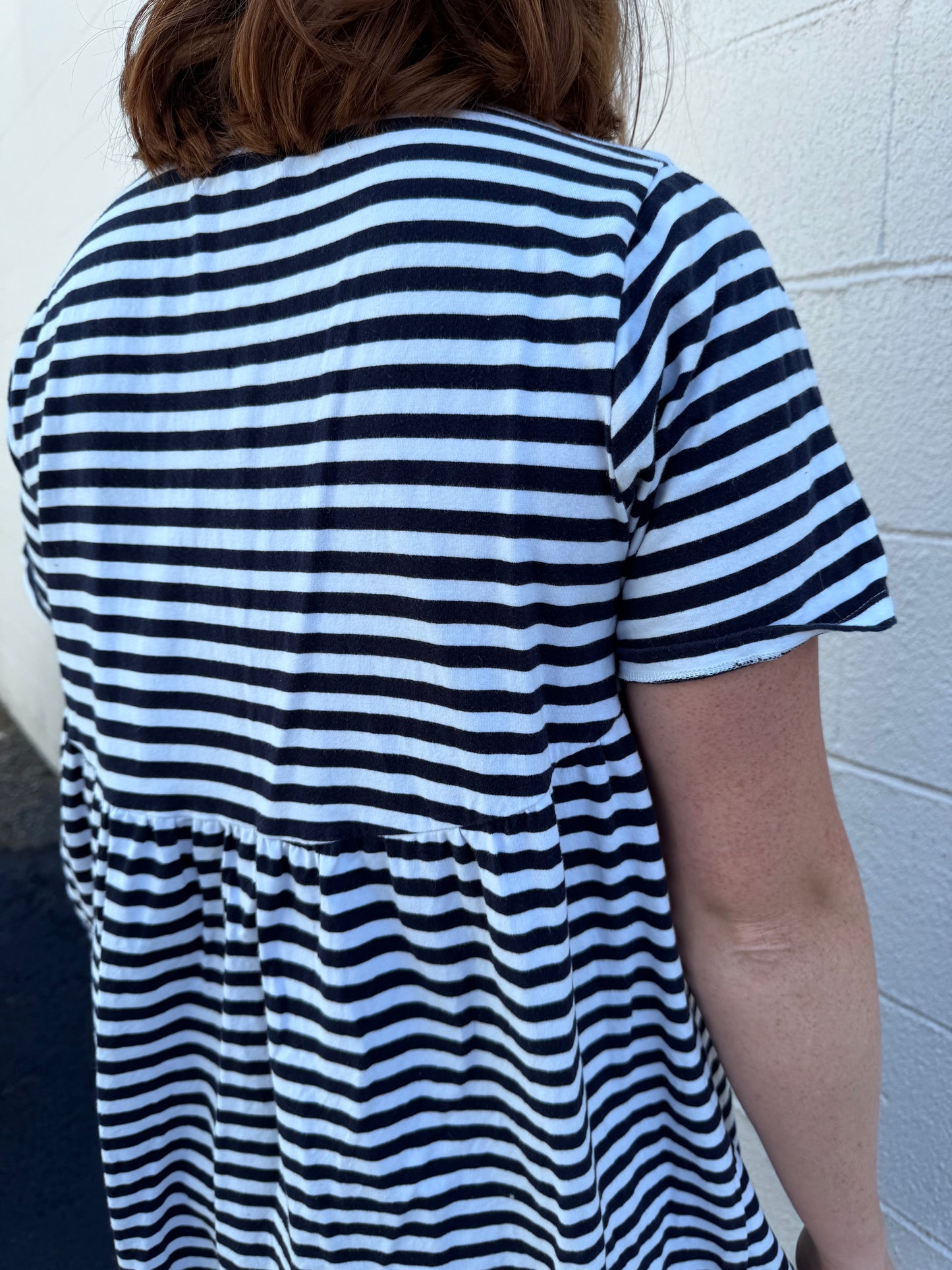 Pomander Place Navy and White Stripe Dress Size Large