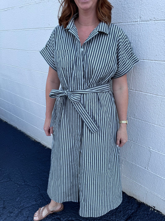Banana Republic Grey Pinstripe Dress Size Large