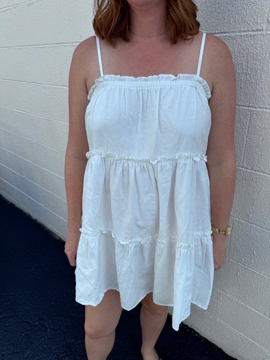 Idem Ditto White Ruffle Dress Size Small