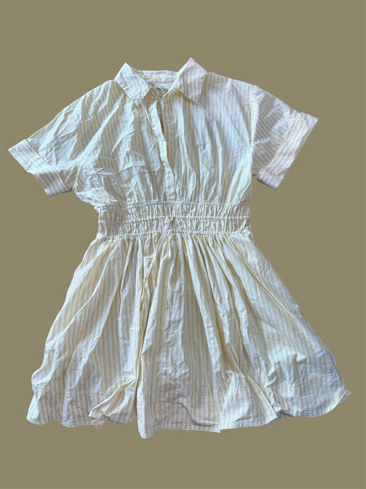 J Crew Regenerative Cotton Yellow Pinstripe Dress Size 12